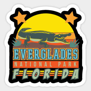 Colorful retro Everglades National Park Florida Alligator Sticker